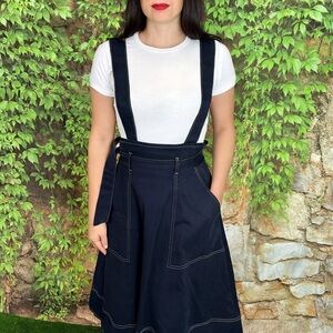 ULLA JOHNSON Denim Suspenders Skirt, 2